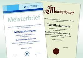 Individueller Meisterbrief kaufen – echt wirkendes Handwerkszertifikat Meisterbrief Handwerk – hochwertiges Replikat von registriertedokumentes.com